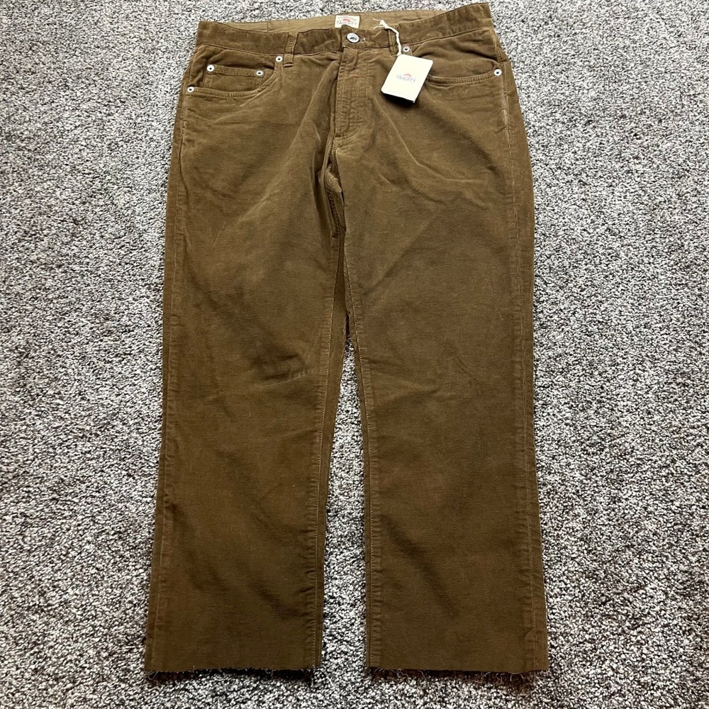 Faherty Stretch Cord 5 Pocket Mens 34x24 Brown Corduroy Raw Hem cropped